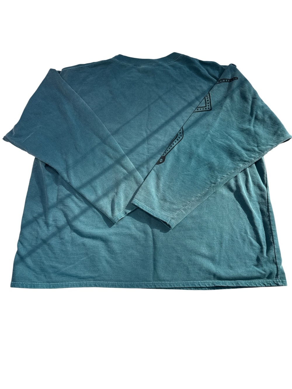 Vintage Rock Art by Bravo Oversized Loose Sweatshirt Teal Native Art Snake L - Picture 2 of 8